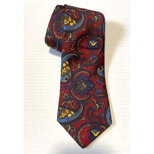 J PRESS - 100% Silk Tie - Red Yellow & Blue Paisley Print